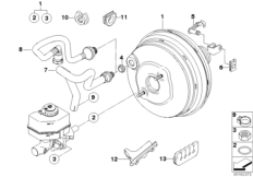 Вакуумный усилитель тормозов для BMW E83N X3 2.0d N47 (схема запасных частей)
