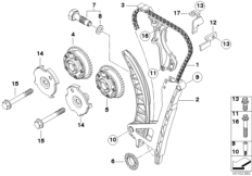Приводная цепь механ.газораспределения для BMW E91 320i N46 (схема запасных частей)