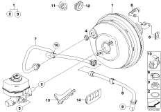 Вакуумный усилитель тормозов для BMW E83 X3 3.0d M57N2 (схема запасных частей)