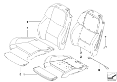 Набивка и обивка спортивного пер.сиденья для BMW E92N M3 S65 (схема запасных частей)