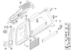 Обшивка багажного отделения Бок для BMW E70N X5 50iX N63 (схема запасных частей)