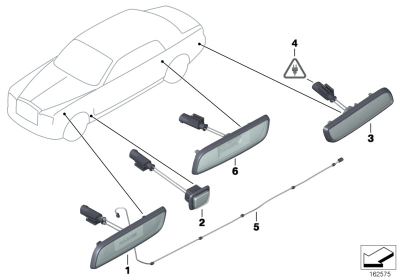 Указатель поворота/габарит Л для BMW RR2 Drophead N73 (схема запчастей)