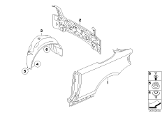 Крыло/облицовка задней части для BMW E88 118i N43 (схема запасных частей)