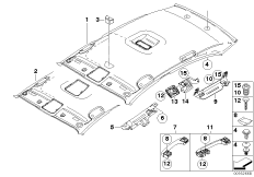 Потолок / поручень для BMW E87N 118i N46N (схема запасных частей)
