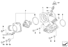 Водяная помпа сист.охлаждения/термостат для BMW E38 L7 M73 (схема запасных частей)