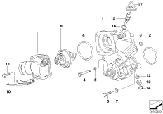 Водяная помпа сист.охлаждения/термостат для BMW E38 750iL M73N (схема запасных частей)