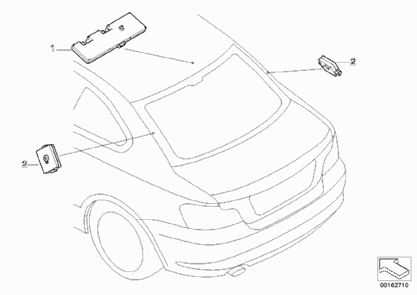 Детали разнесенной антенны для BMW E82 120d N47 (схема запчастей)