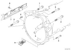 Крепление/дополнит.элементы КПП для BMW E90N 335i N54 (схема запасных частей)