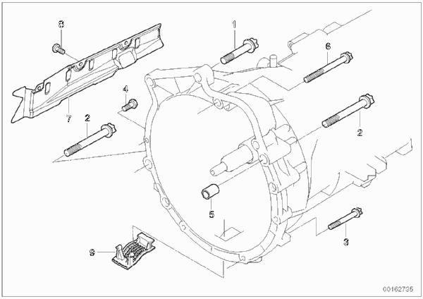 Крепление/дополнит.элементы КПП для BMW E90 335i N54 (схема запчастей)