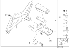 Планка упора для ног/упор для ног Зд для BMW K15 G 650 Xcountry 07 (0164,0194) 0 (схема запасных частей)