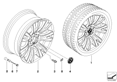 Л/c диск BMW с V-образными спицами 223 для BMW E70 X5 3.0si N52N (схема запасных частей)