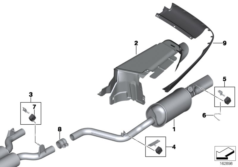 Выхлопная труба для BMW RR2 Drophead N73 (схема запчастей)