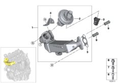 Система нейтрализации ОГ, охлаждение для BMW E90 318d N47 (схема запасных частей)