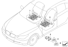 Электрич.компоненты сист.опр.занят.сиден для BMW E60 540i N62N (схема запасных частей)