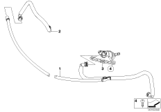 Шлангопроводы системы омывателей фар для BMW E61N 525i N53 (схема запасных частей)