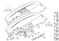 облицовка панели приборов для BMW E88 125i N52N (схема запасных частей)