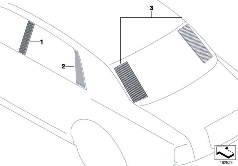 Задние шторки для BMW RR1 Phantom N73 (схема запчастей)