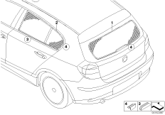 Солнцезащитная штора для BMW E87 120i N46 (схема запасных частей)