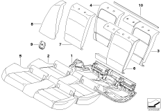 Набивка и обивка базового сиденья Зд для BMW E90N 325xi N53 (схема запасных частей)