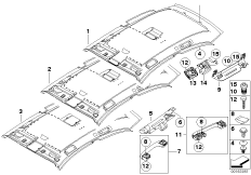 Потолок / поручень для BMW E81 118d N47 (схема запасных частей)