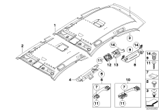 Потолок / поручень для BMW E81 116i 2.0 N43 (схема запасных частей)