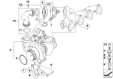 Турбонагнетатель для BMW E82 123d N47S (схема запасных частей)