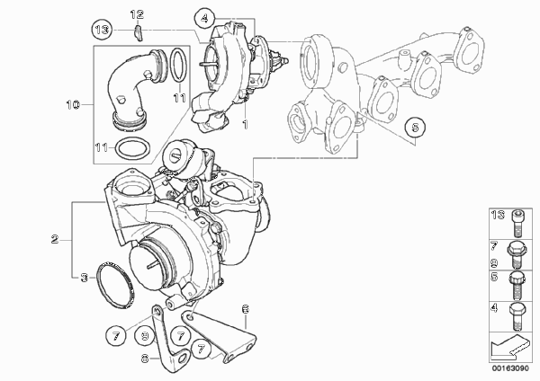 Turbo compressore - Ricambi Usati для BMW E88 123d N47S (схема запчастей)
