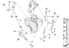 Смазочная система турбонагнетателя для BMW E88 123d N47S (схема запасных частей)