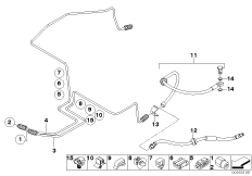 Трубопровод тормозного привода Зд для BMW R53 Coop.S JCW GP W11 (схема запасных частей)