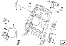 Сиденье Пд, э/оборуд. и приводы спинки для BMW E72 Hybrid X6 N63 (схема запасных частей)