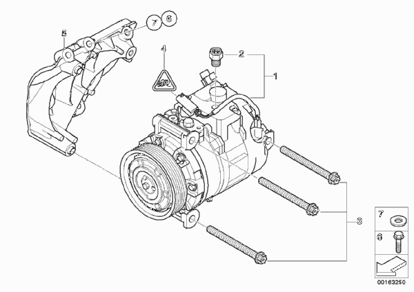 Compressore climatiz. - Ricambi Usati для BMW E60N 523i N53 (схема запчастей)