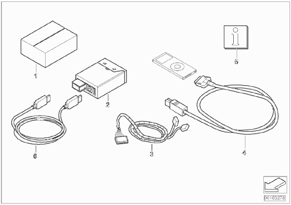К-т дооснащения разъемом USB/iPOD для MINI R56N One N16 (схема запчастей)