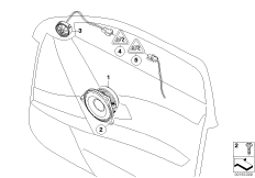 Детали системы HiFi на Пд двери для BMW E60N 530xi N52N (схема запасных частей)