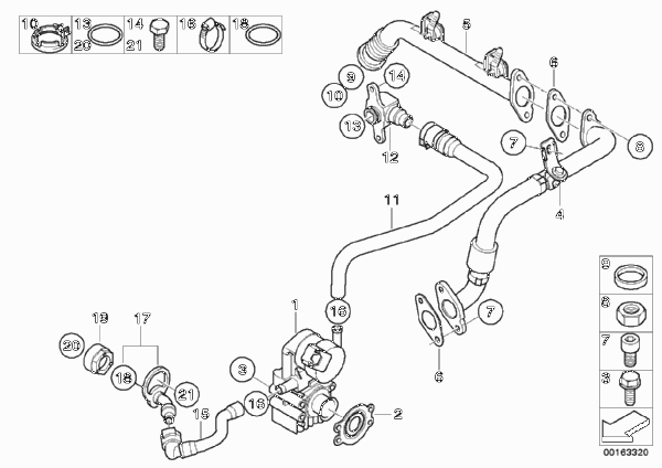 Система впуска AGR для BMW F10 523i N53 (схема запчастей)