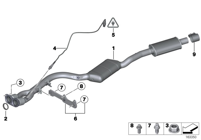 Катализатор/передний доп.глушитель для BMW E92N 320i N43 (схема запчастей)