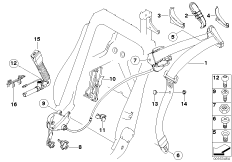 Ремень безопасности Пд для BMW E93 335i N54 (схема запасных частей)