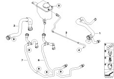 Водяной шланг системы охлаждения для BMW E61N 520i N43 (схема запасных частей)