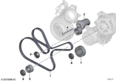 Ременный привод компрессора кондиц. для BMW E91N 320d N47 (схема запасных частей)