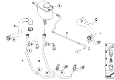 Водяной шланг системы охлаждения для BMW E61N 520i N43 (схема запасных частей)