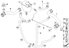 Водяной шланг системы охлаждения для BMW E60N 520i N46N (схема запасных частей)