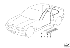 Защитная окантовка/накладка порога для BMW E36 316i 1.9 M43 (схема запасных частей)