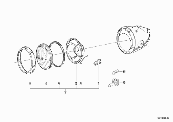 Оптический элемент фары для MOTO 2476 R60/5 0 (схема запчастей)