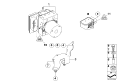 Гидроагрегат DSC/ЭБУ/кронштейн для BMW E61 545i N62 (схема запасных частей)