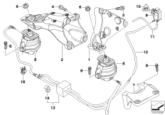 Подвеска двигателя для BMW E60N 520d N47 (схема запасных частей)