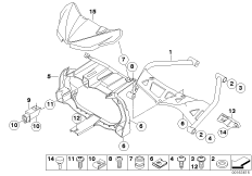Панель приборов/дополнительные элементы для BMW K43 K 1200 R Sport (0585,0595) 0 (схема запасных частей)