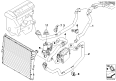 Водяные шланги/ водяной клапан для BMW E83N X3 2.0d N47 (схема запасных частей)