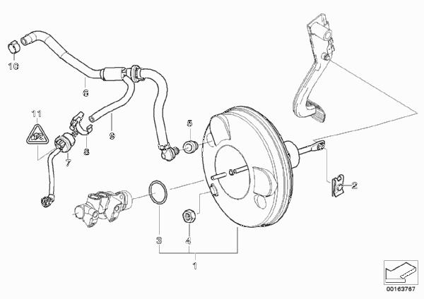 Вакуумный усилитель тормозов для BMW E86 Z4 M3.2 S54 (схема запчастей)