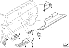 Шумопоглощающий материал боковины Л для BMW R55N Cooper N16 (схема запасных частей)