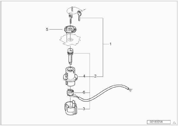 Выключатель зажигания и стартера для BMW K589 K 100 LT 87 (0506,0516) 0 (схема запчастей)