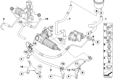 Маслопроводы гидроусилителя рул.управл. для BMW E83N X3 1.8d N47 (схема запасных частей)